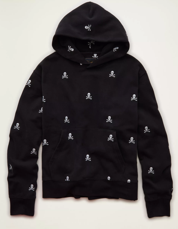 Heavyweight Fleece Embroidered Pattern Men's Hoodie With Kangaroo Pocket