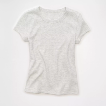 Stretchy Waffle Knit Cropped Fit Women's Short‑Sleeve T‑shirt